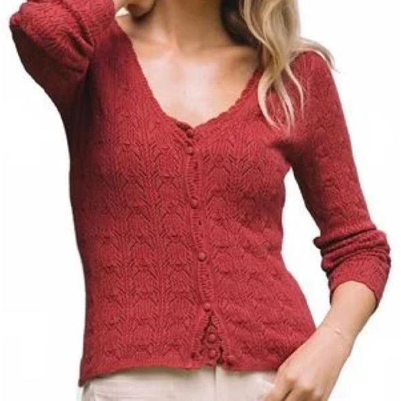 Skies Are Blue Knit Cardigan & Cami Set Nwt Rust Red Size Small